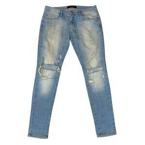 Represent Essential Jeans Blue Cream Knee Destroyer Denim Men's 32x32
